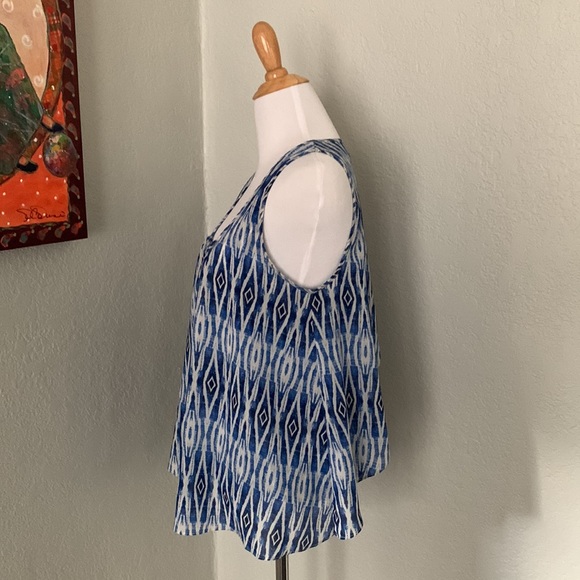 Anthropologie Meadow Rue layered sleeveless blue Ikat top small EUC - Picture 4 of 7